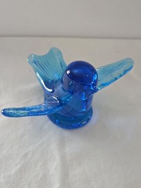 Handblown Terra Studios Bluebird Of Happiness Glass Bird Figurine